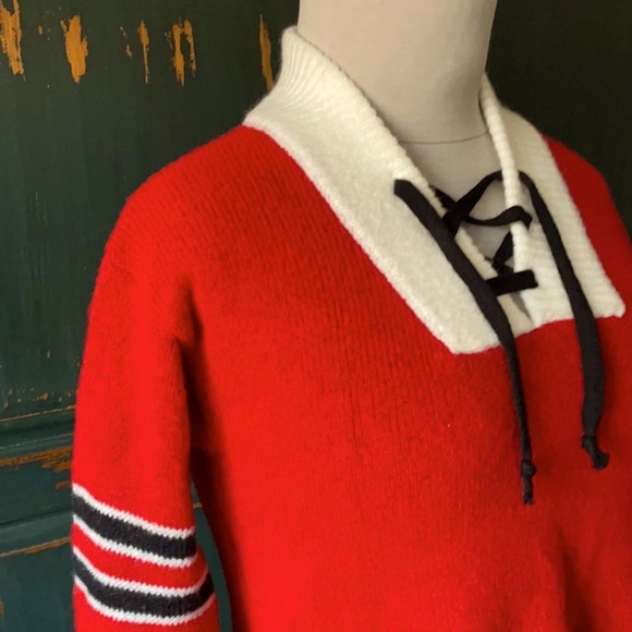 Please Red Wool Sweater, Size S - Picture 6 of 13